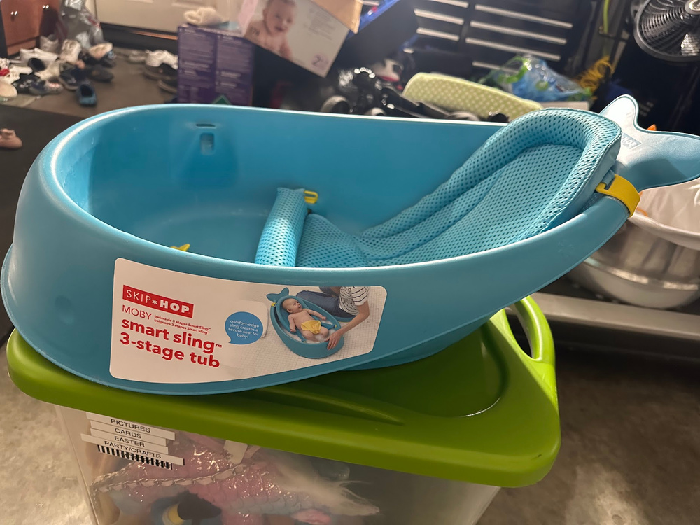 Skip Hop Moby Smart Sling 3 Stage Tub Baby Bath Seat Blue Green